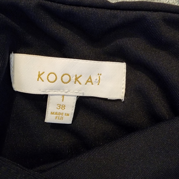 Kookai bodycon dress size 10 snug fit rue collar crossback black mini dress - Picture 5 of 8